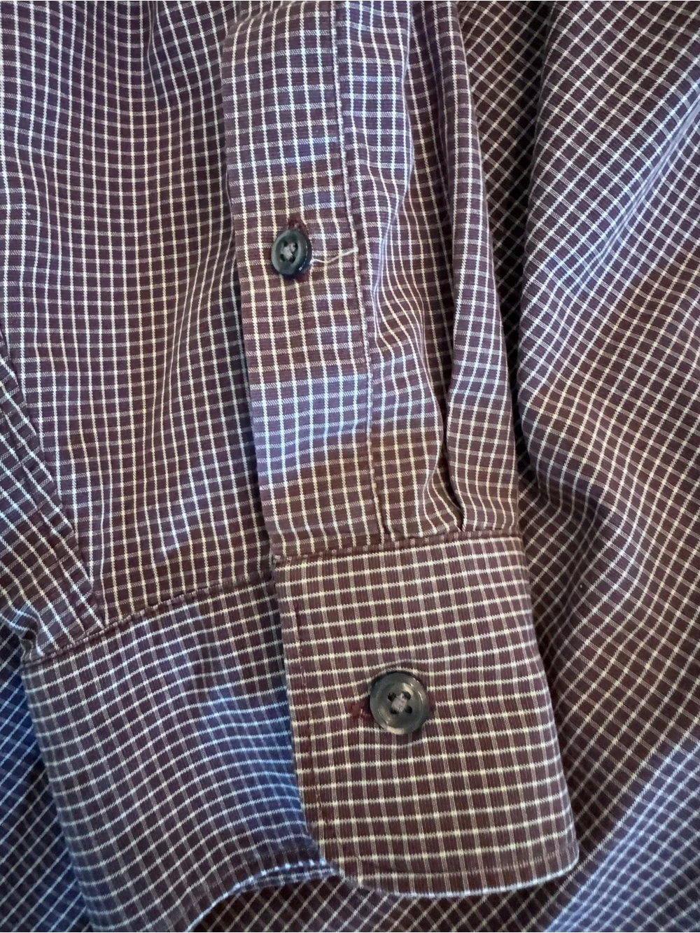 J. Crew Men’s XL Check Dress Shirt in Navy, Burgundy and White